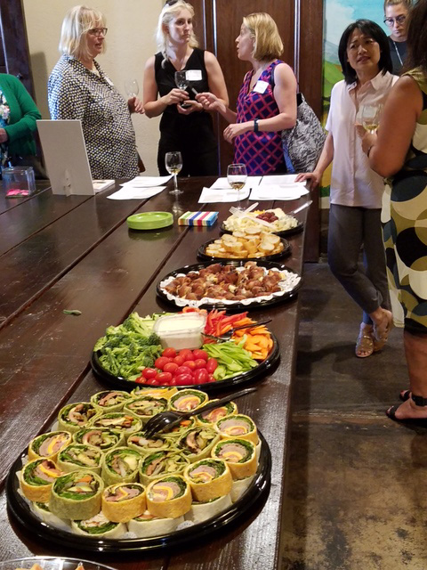 Wine tasting table of food